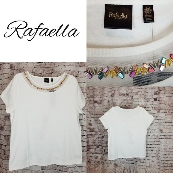 RAFAELLA BNWT Embellished Neck Knit Top - Picture 1 of 7